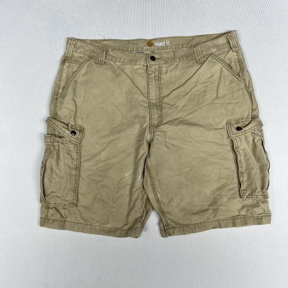 Carhartt Shorts Mens 42 Beige Canvas Cargo Relaxed Fit Workwear Utility